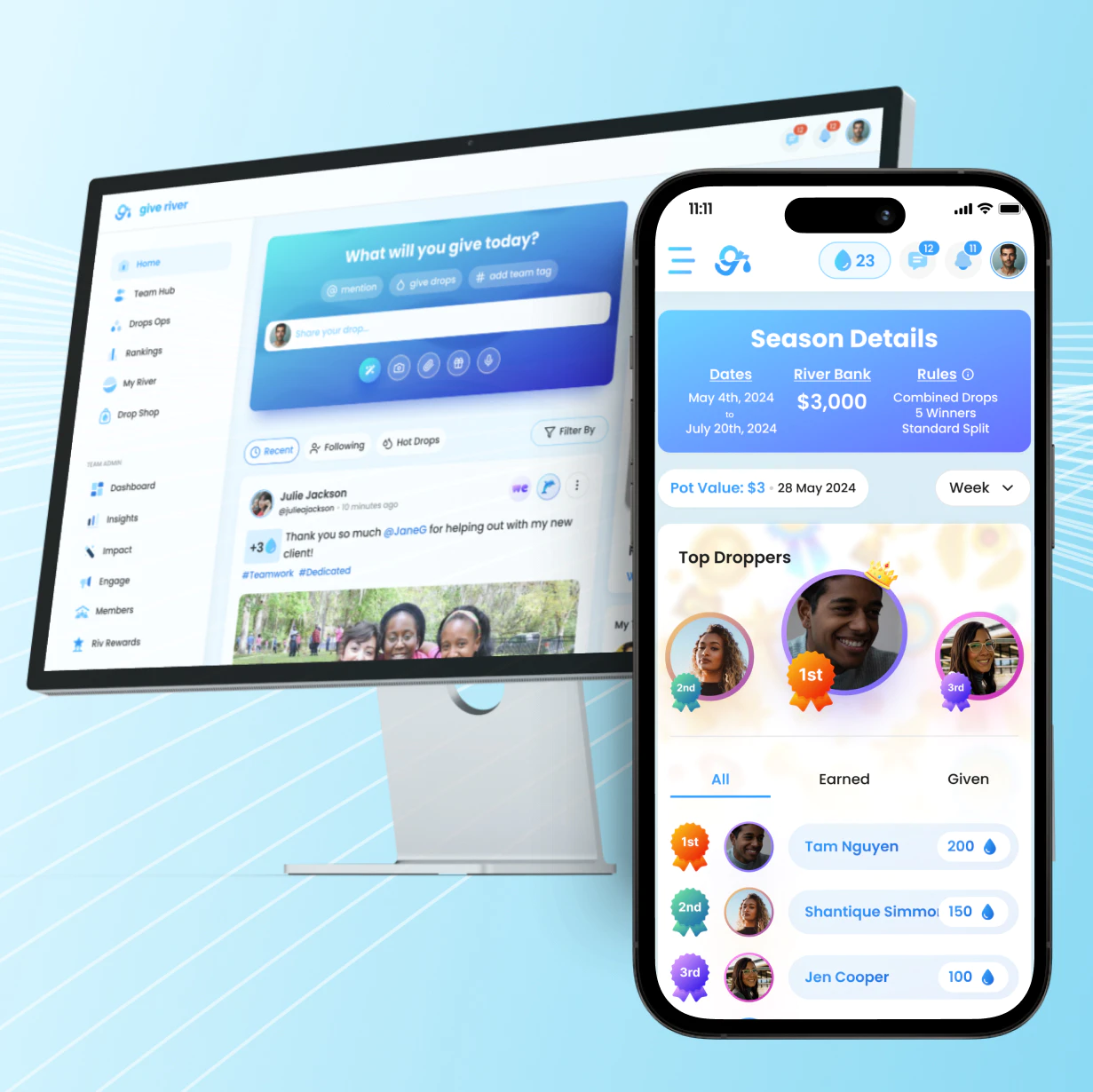 Give River on desktop and mobile