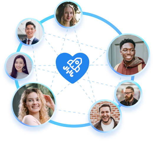 Young employees connect with heart and performance rockets